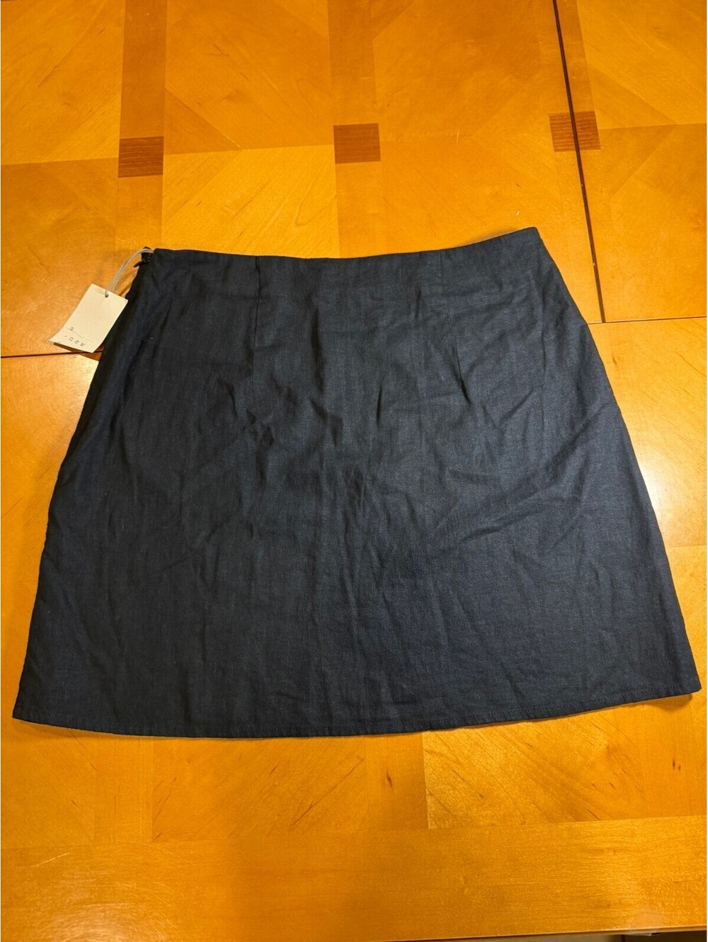 NWT A New Day Black Linen Blend Mini Skirt A-Line Side Zip Womens Small S